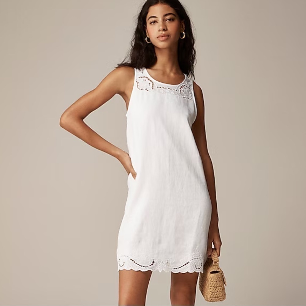 J crew Maxine eyelet shift dress in linen